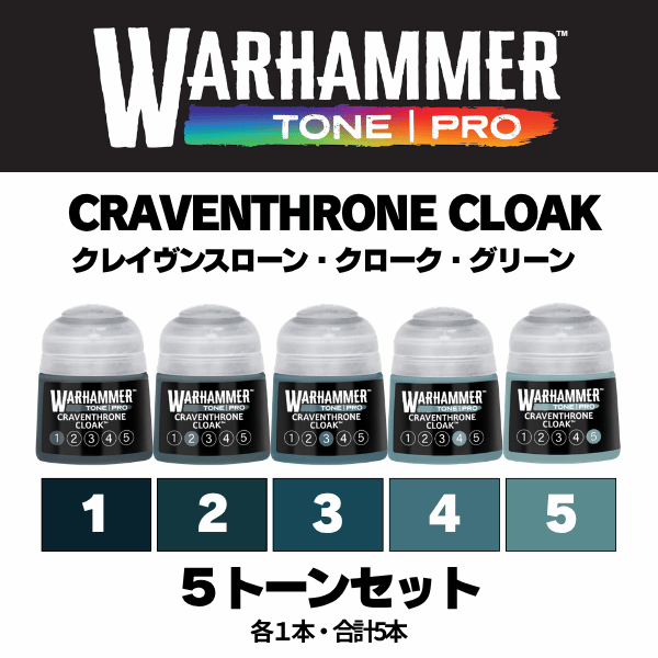 【ウォーハンマーカラー：TONE｜PRO】CRAVENTHRONE CLOAK 5種セット