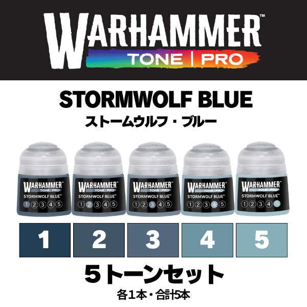 【ウォーハンマーカラー：TONE｜PRO】STORMWOLF BLUE 5種セット